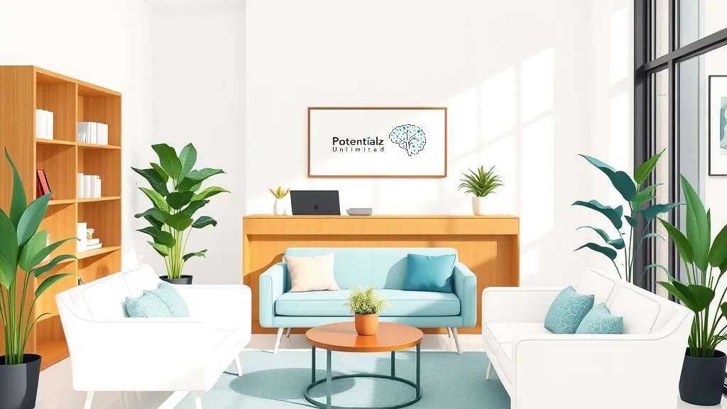 Bright and inviting reception area featuring cozy seating and lush greenery, creating a warm and professional atmosphere that immediately puts visitors at ease.