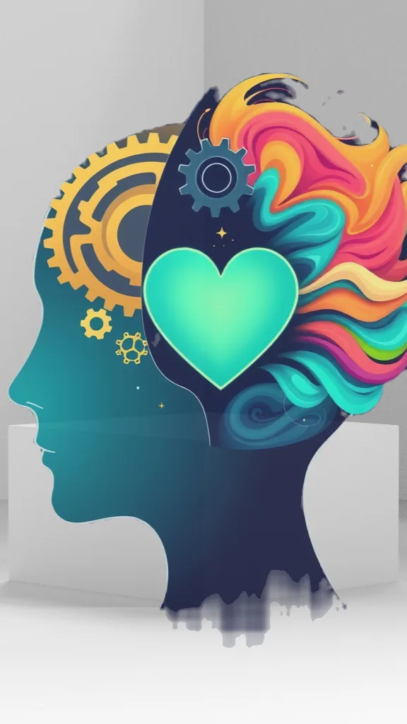 Exploring the Balance of the Mind: Reasonable with gears and logic, Wise with a glowing heart, and Emotional with vibrant colors.