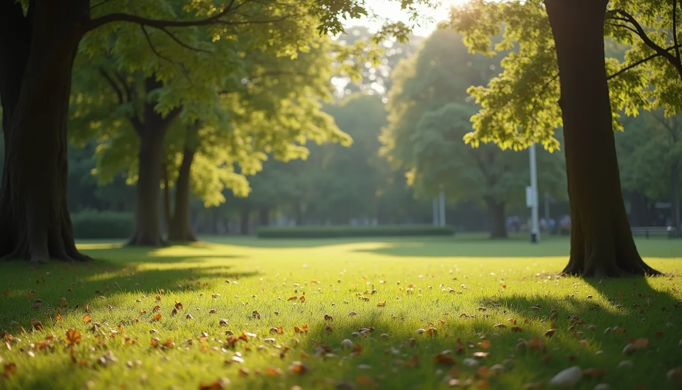Eye-level view of a serene park setting
