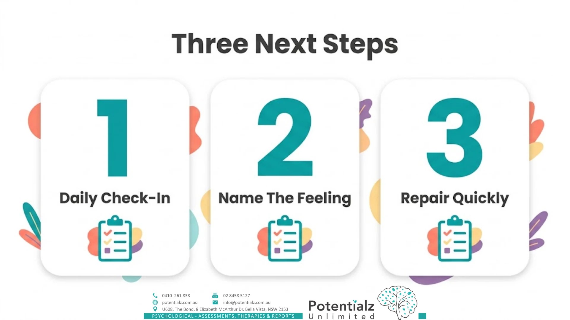 Three next steps to grow emotional intelligence as an adult — daily check-in, name the feeling, repair quickly