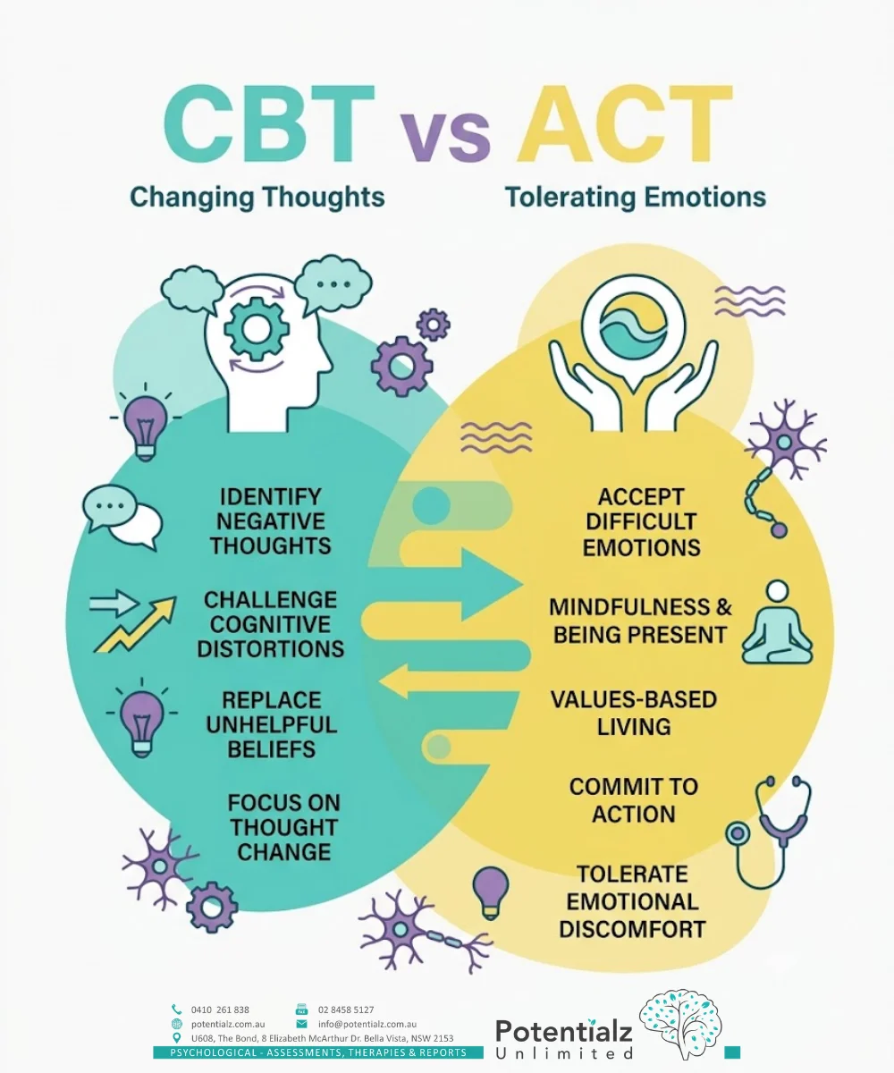 Infographic: two sources of dysregulation — neurological (amygdala–prefrontal circuit that is trainable via CBT/ACT/mindfulness) and developmental (early caregiving quality, invalidating environments, trauma); what was not learned in childhood can be learned in adulthood