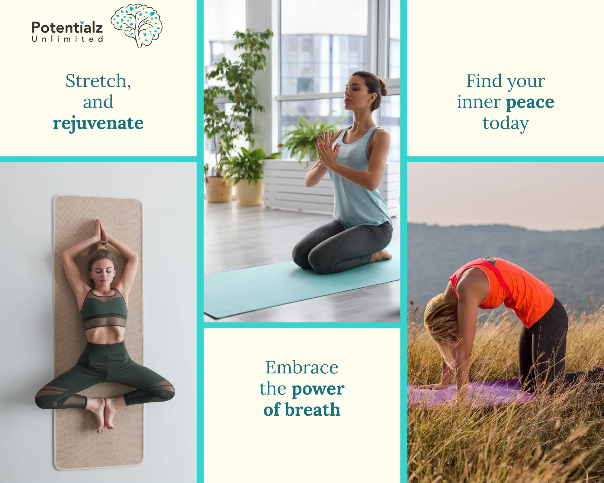 Images of different asanas (yoga poses)