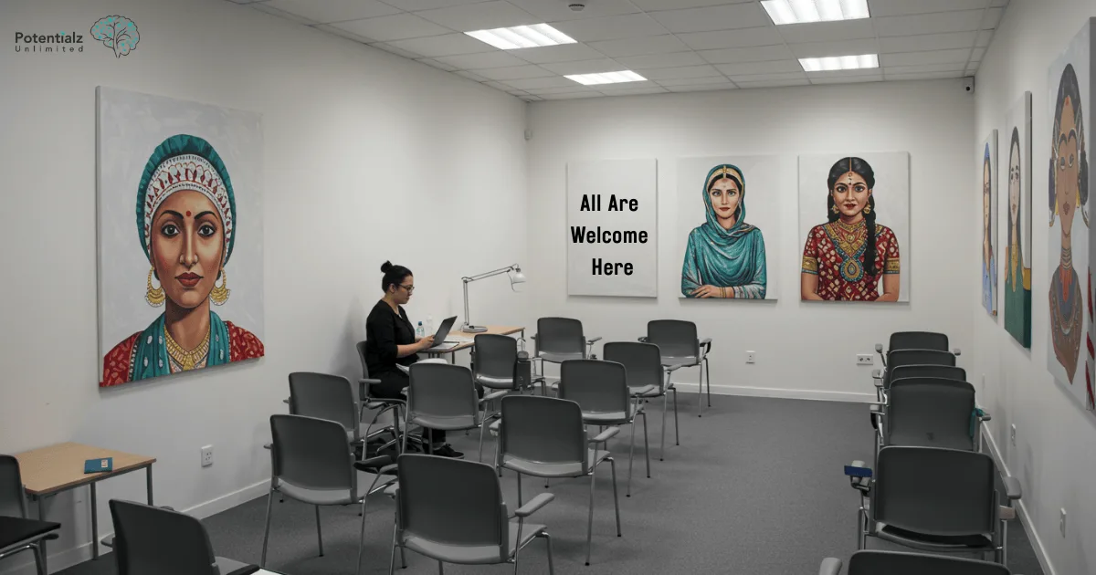 A calm, welcoming assessment room with comfortable seating