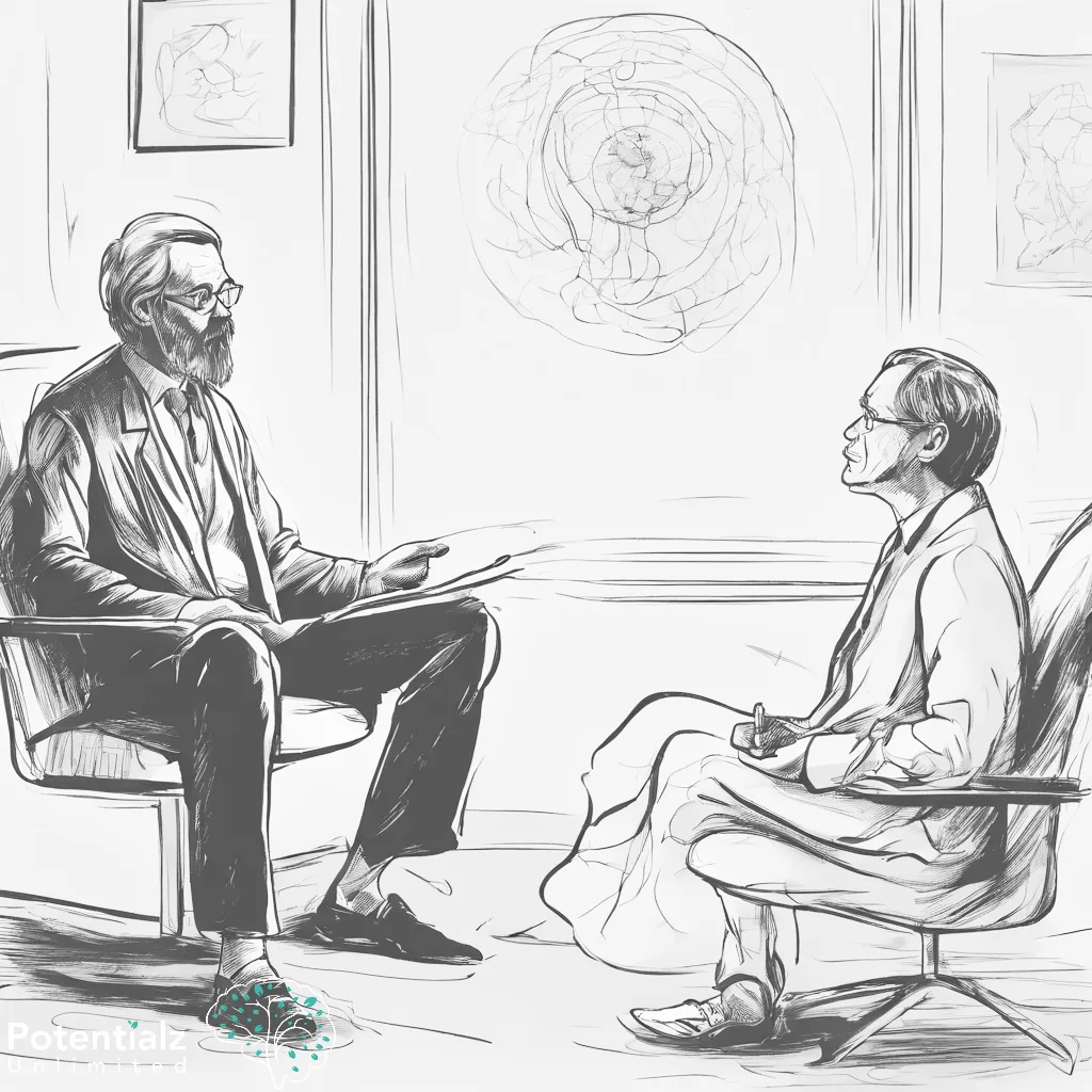 spiritual teacher in discussion with a psychologist about therapy