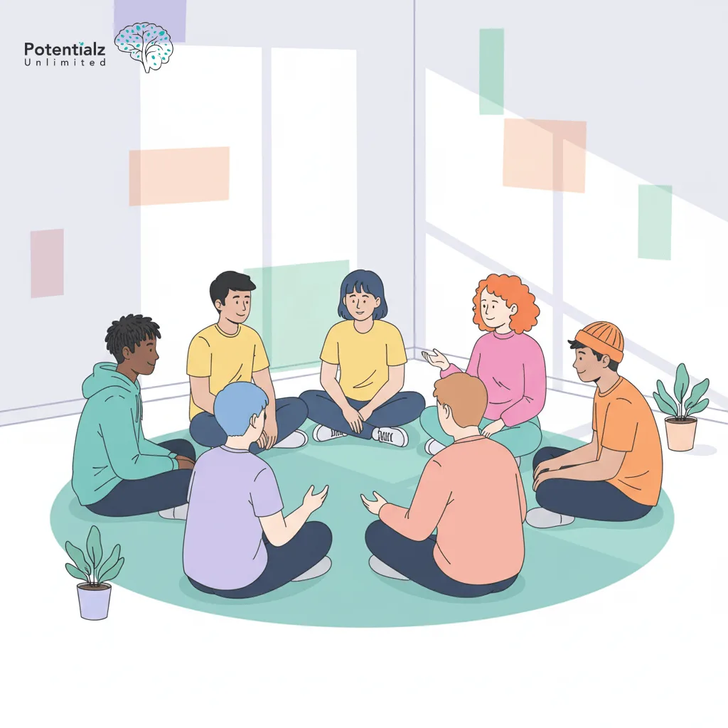 Teenagers engage in an open and supportive conversation about sexual orientation.