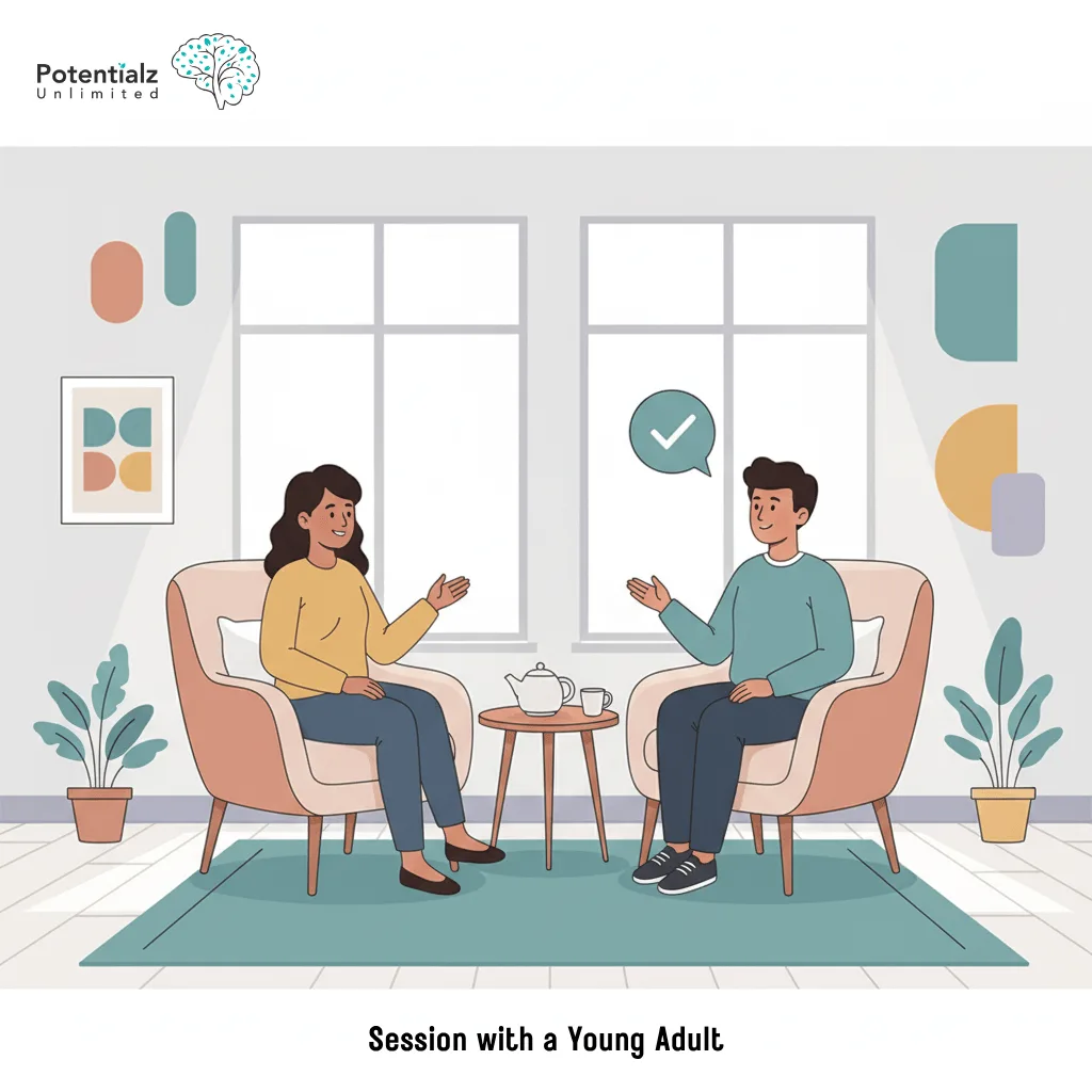 Therapist and client engage in a supportive session focused on addressing sexual orientation OCD, fostering understanding and growth in a comfortable setting.