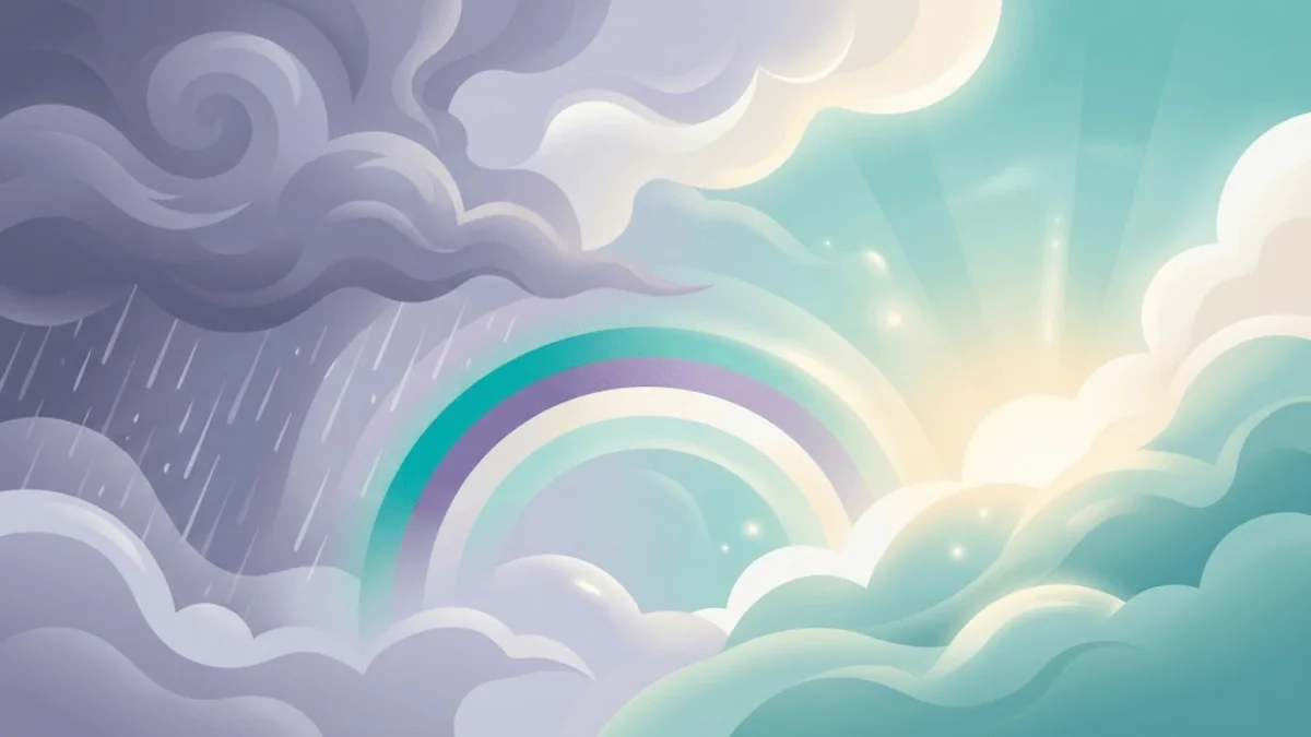 Calming illustration representing mental wellness journey from struggle to hope